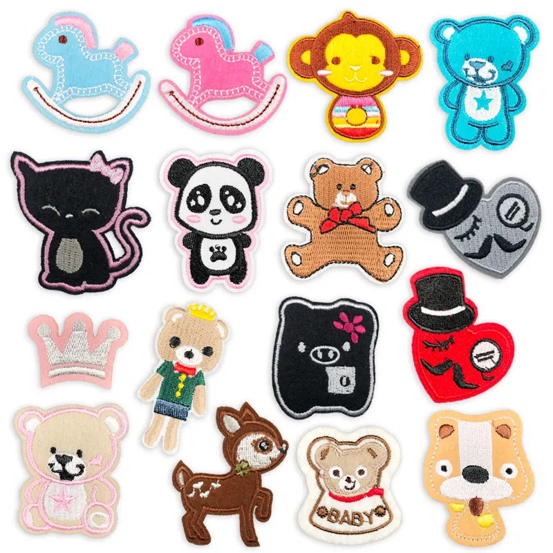 

Cartoon Animals Mini Applique Embroidery Iron on Patches for Clothing Patchwork DIY Iron-on Stickers Scrapbooking Badges Phone