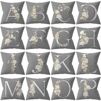 1pcs alphabet gray letter decorative cushion cover polyester throw pillowcase 4545cm sofa home car decorative pillowcover 41019