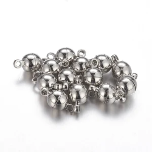 Латунные Магнитные застежки 100 комплектов, круглые Платиновые застежки для браслетов и ожерелий, соединитель, фурнитура сделай сам для изготовления ювелирных изделий, 11,5x6 мм