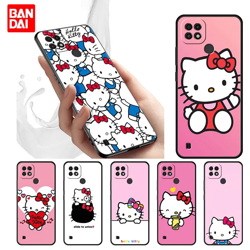 

Hello Kitty Classic Case for Realme C21 C21Y C25 C25s C15 C11 C17 C3 C3i C20 5 6 7i 8i 8 8Pro Narzo30A Black Silicone Cover