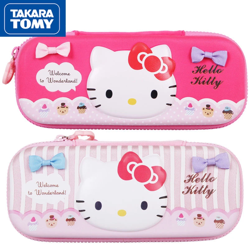 

TAKARA TOMY Pink Hello Kitty канцелярские принадлежности 3D двухслойный трехмерный чехол-карандаш студенческий мультяшный чехол-карандаш большой вмест...