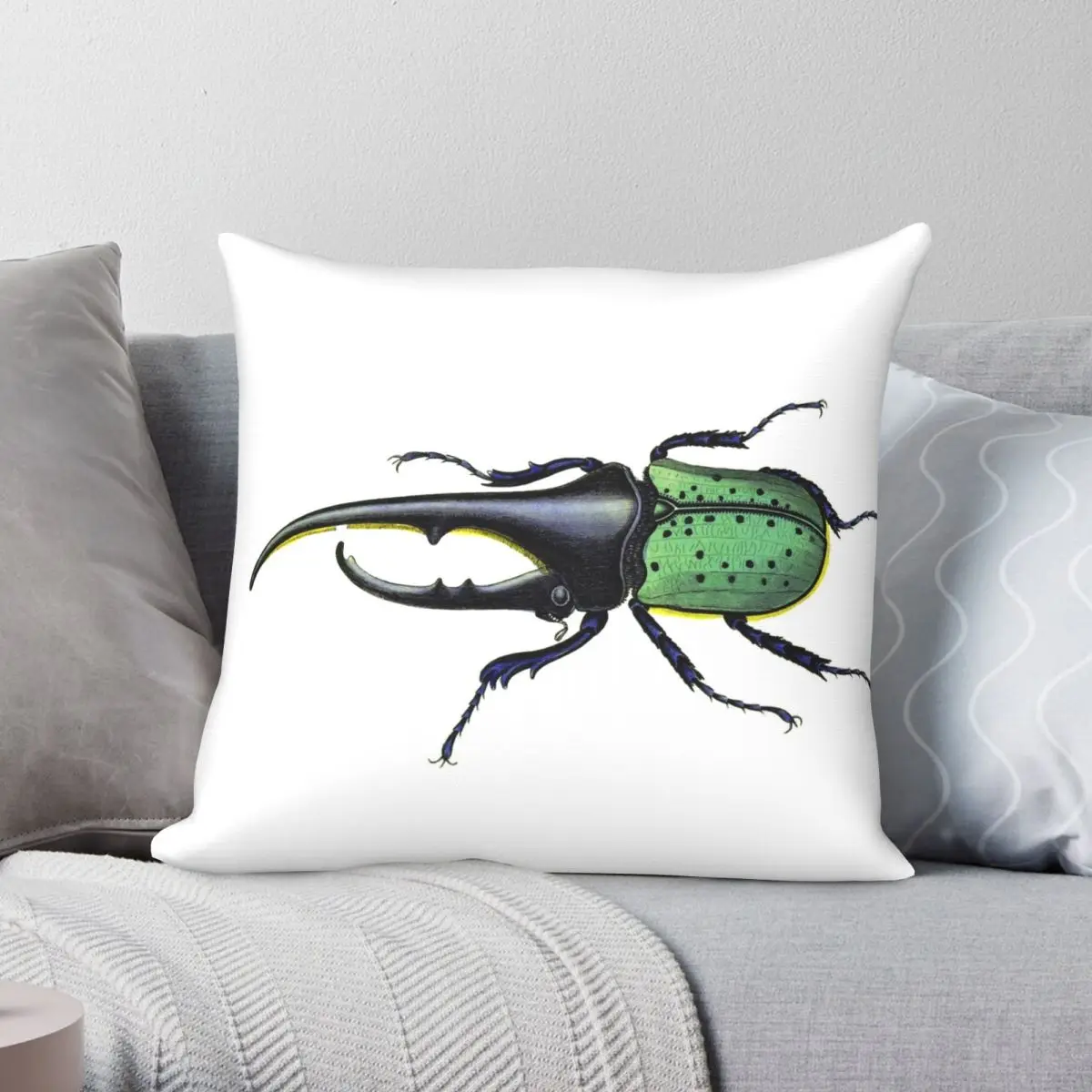 

Beetle Square Pillowcase Polyester Linen Velvet Pattern Zip Decor Pillow Case Sofa Seater Cushion Cover