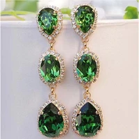 dainty luxury seven color zircon water drop earrings for women long dangle female jewelry party accessories birthstone gifts