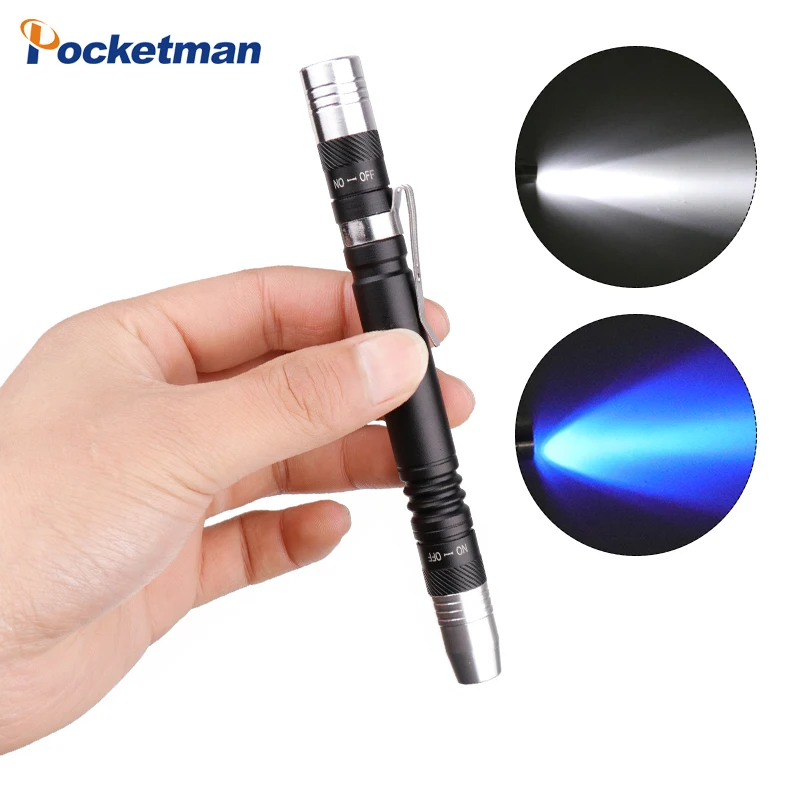 

New 2 In 1 UV Flashlight 395nm Ultraviolet Flashlight Purple Light/White Light Pen Blacklight Flashlight Detector for Pet Urine