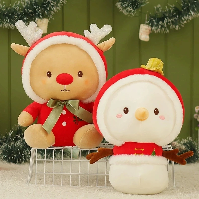 

1pc 30cm Cute Soft Stuffed Fluffy Elk Dolls Christmas Snowman Home Decor Plush Deer Toys Children Birthday Xmas Gift