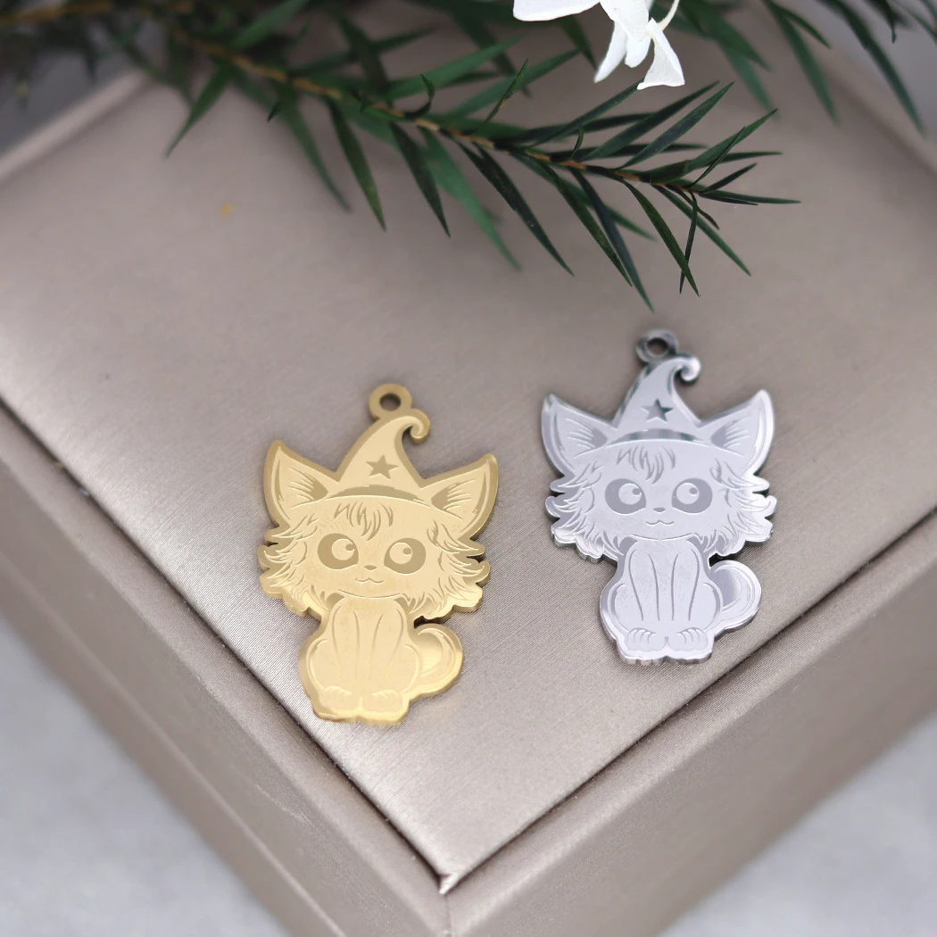 2 шт. подвеска в виде котенка из нержавеющей стали