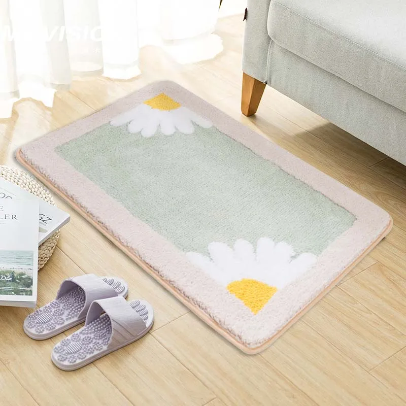 

1PC Rug and Carpet for Home Living Room Small Daisy Bathroom Absorbent Floor Mats Fresh Toilet Door Mats Toilet Non-slip Carpets