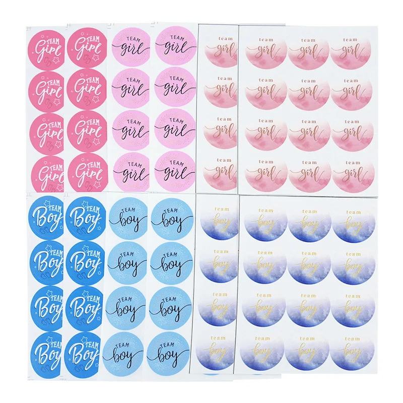

120pc Team Boy Team Girl Stickers Round Fivepointed Star Gift Box Label for Gender Reveal Party Packing Decor Baby Shower Supply
