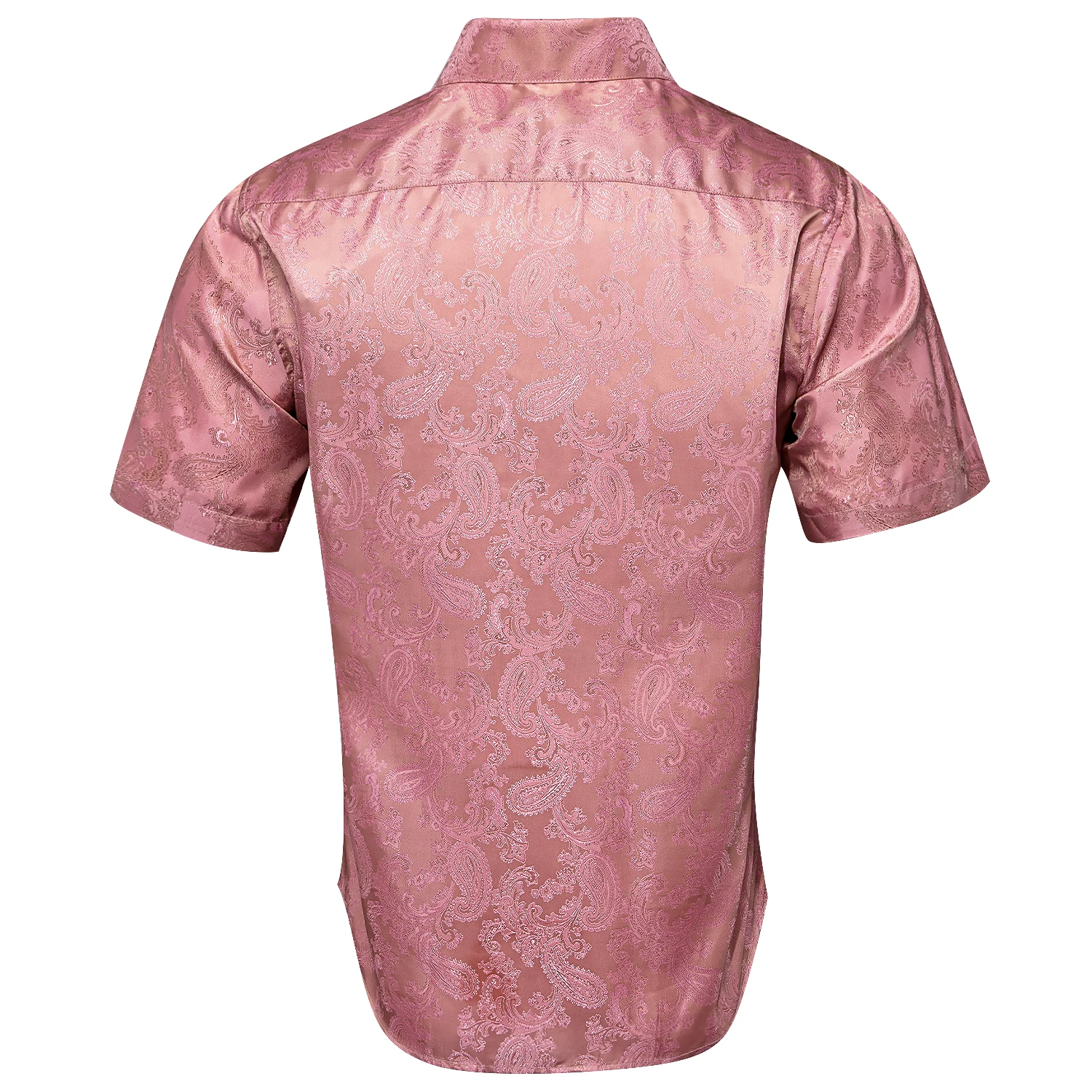 Hi-Tie Silk Mens Shirts Long Sleeve Short Sleeve Shirt For Men Summer Outerwear Pink Yellow White Grey Beige Green Blue Black XL