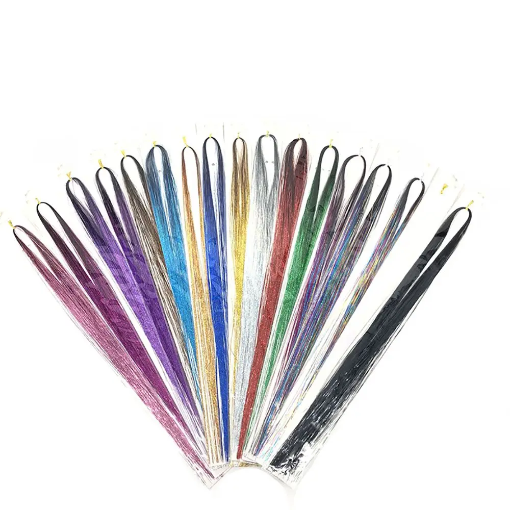 

600pcs/Strips Colorful Girl Headwear Laser Rainbow Synthetic Hair Tinsel False Glitter Party Hair Extension Bling Decoration