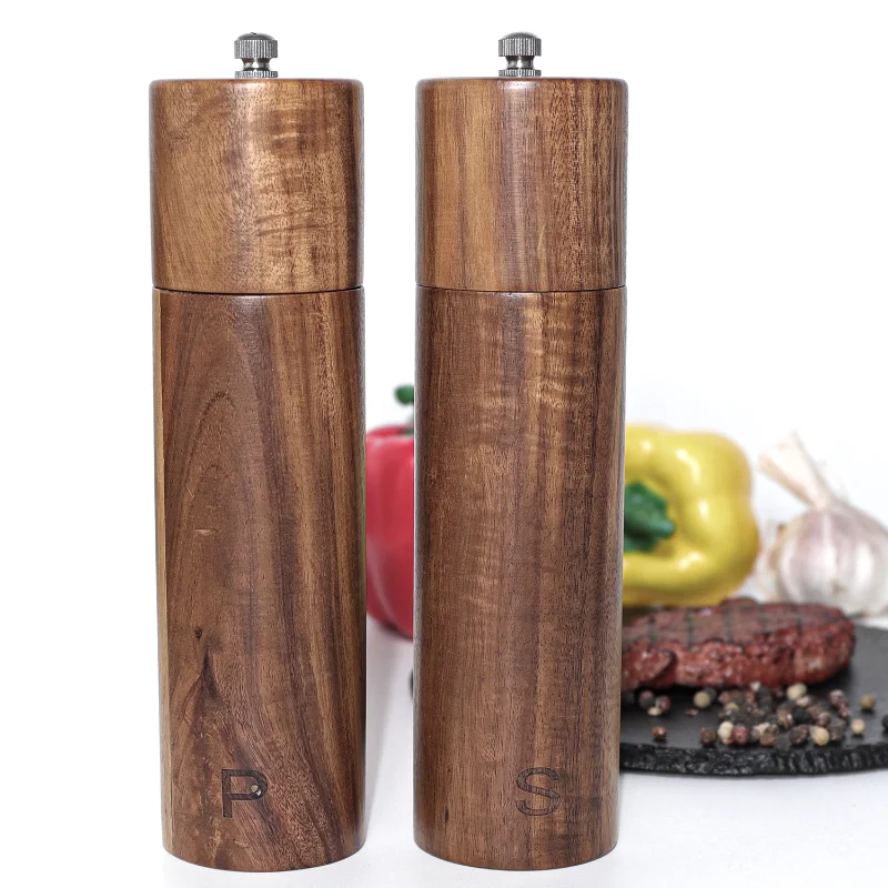 

Wooden Salt and Pepper Grinders Manual Pepper Mills and Sea Salt for Seasoning, Meal Prep, Cooking, Serving, Dining, Tableware