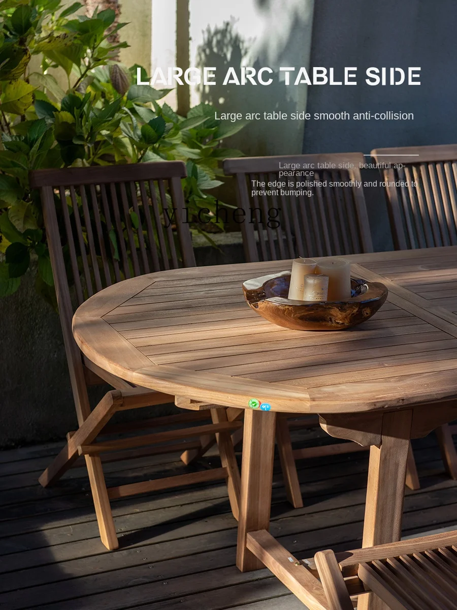 Складной деревянный обеденный стол ZF из массива тика