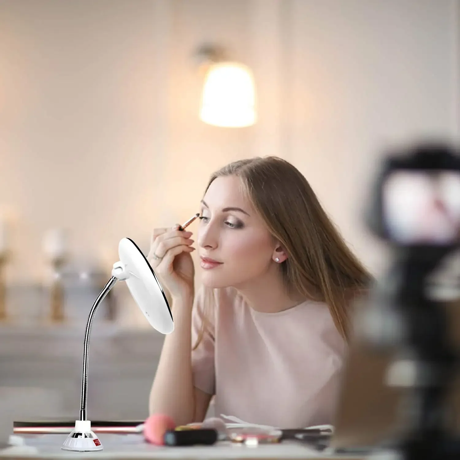 Гибкое зеркало для макияжа с увеличением в 10 раз 6 8 дюйма 360 градусов