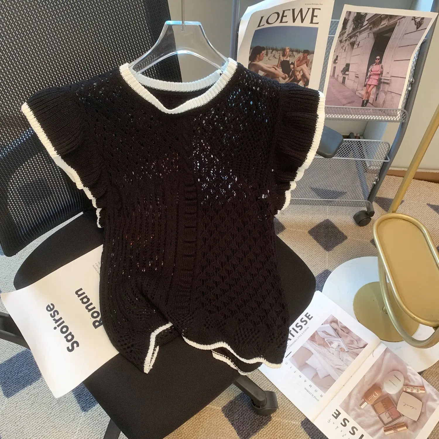 Шикарный жаккардовый облегающий трикотажный топ в стиле ретро женская летняя