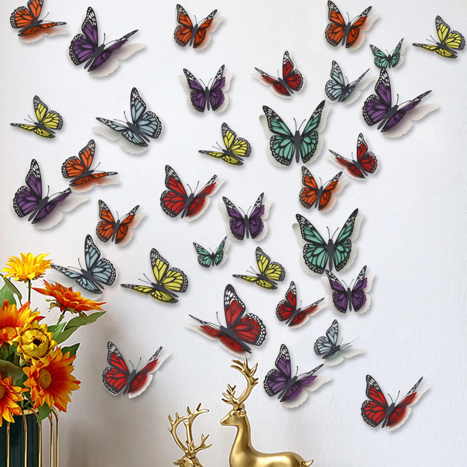 

12pcs 3D Butterfly Wall Stickers Butterfly Fridge Window Home Decor Kids Room Wall Decals Wedding Festival Party DIY Decoration