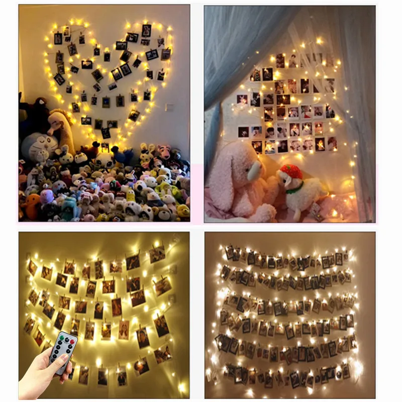

Battery Power Photo Clip Waterproof Remote Control LED String Lights for Garland Party Wedding Xmas Christmas Lamp Fairy Lights