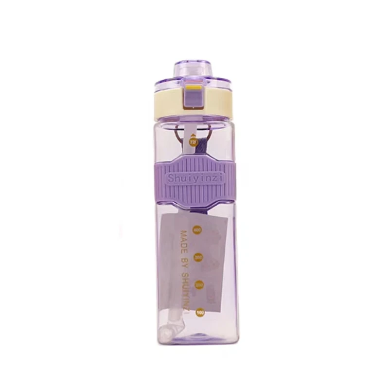 

720ML Rainbow Cycling Cup Transparent Square Men's and Women's Straight Drink Outdoor Sports Kettle