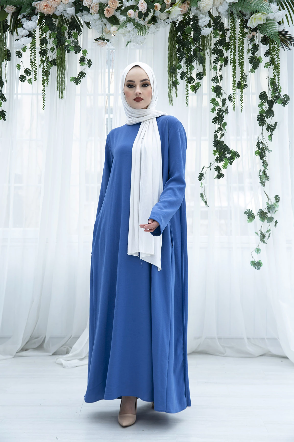 Платье Piliseli SAG с подкладкой-цвет Индиго, зима-осень 2021, стандартный головной платок, Исламская Турция