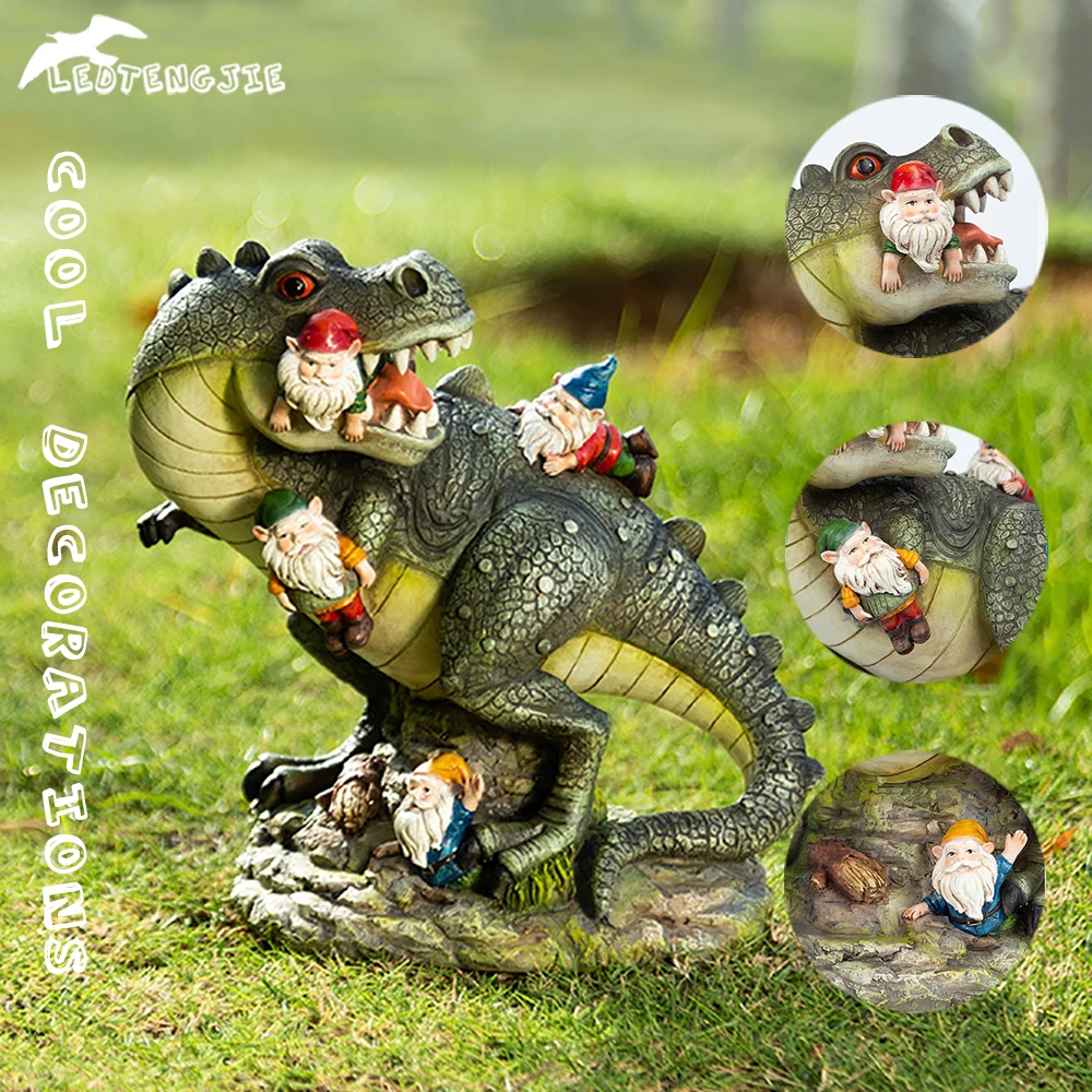 

LEDTENGJIE Dinosaur and Dwarf Car Decoration Resin Crafts Creative Ornaments, Exquisite Workmanship, Give You A Unique Scenery