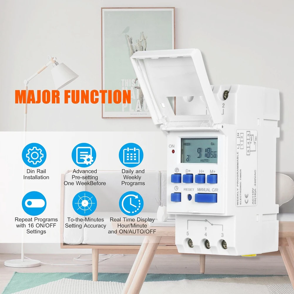 

Rail Type Time Control Switch Automatic Switch Digital Time Controller Electronical Accessories Digital Timer