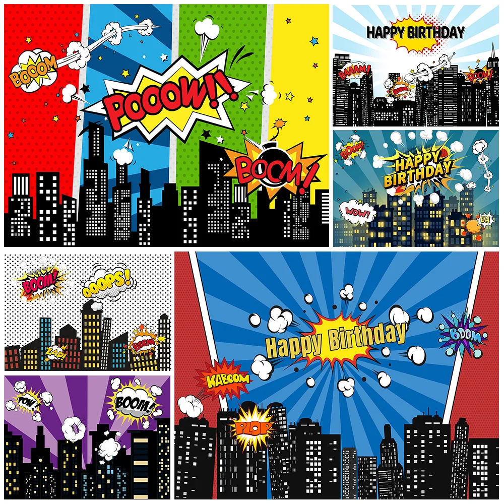 Фон для фотосъемки с изображением супергероев детского дня рождения - купить по