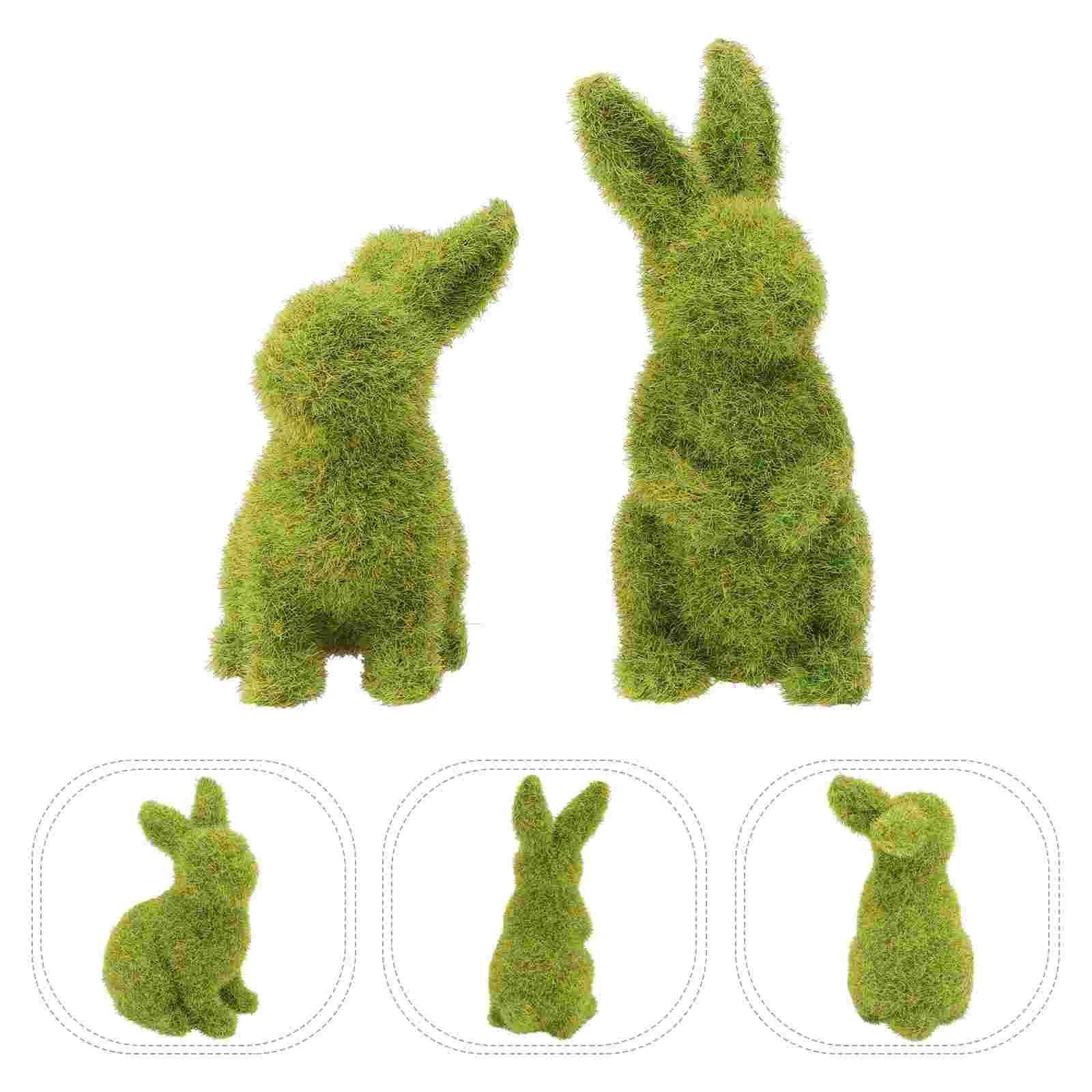 

2 Pcs Mini Bunnies Mini Bunny Figurines Easter Supplies Flocked Rabbit Statue Turf Grass Rabbit Rabbit Figures
