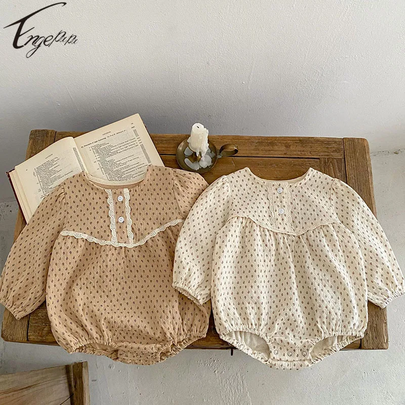 

Engepapa Princess Newborn Baby Girls Rompers New Autumn Sweet Infant Baby Girls Long Sleeve Flowers Rompers Baby Clothes