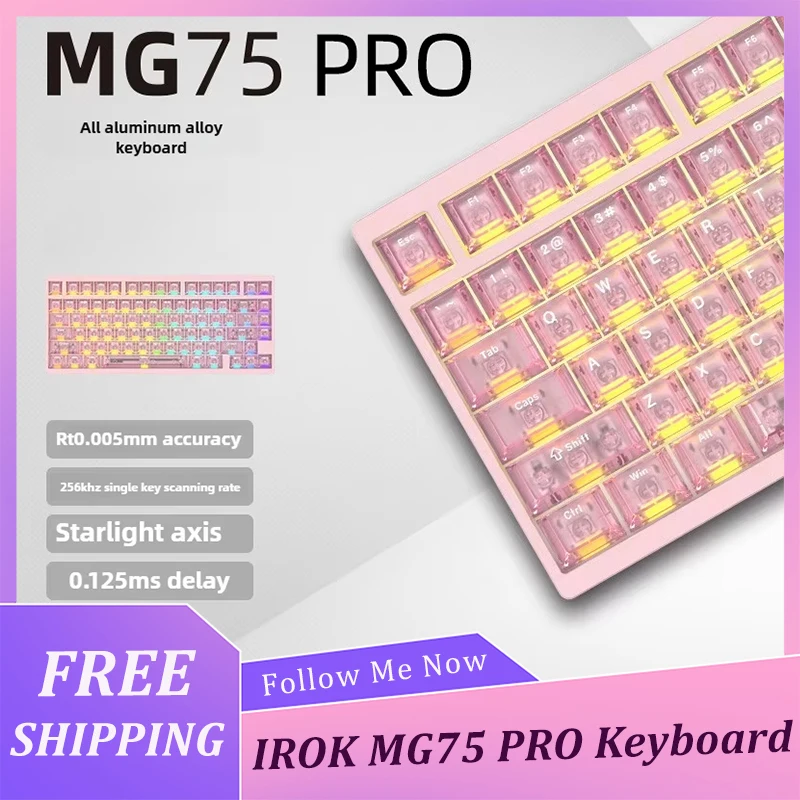 Фото Механическая клавиатура IROK MG75 PRO с магнитными переключателями MG75 MAX, игровая клавиатура 8K, быстрое откликаемое время 0.001RT, конструкция Gasket, низкая задержка №1