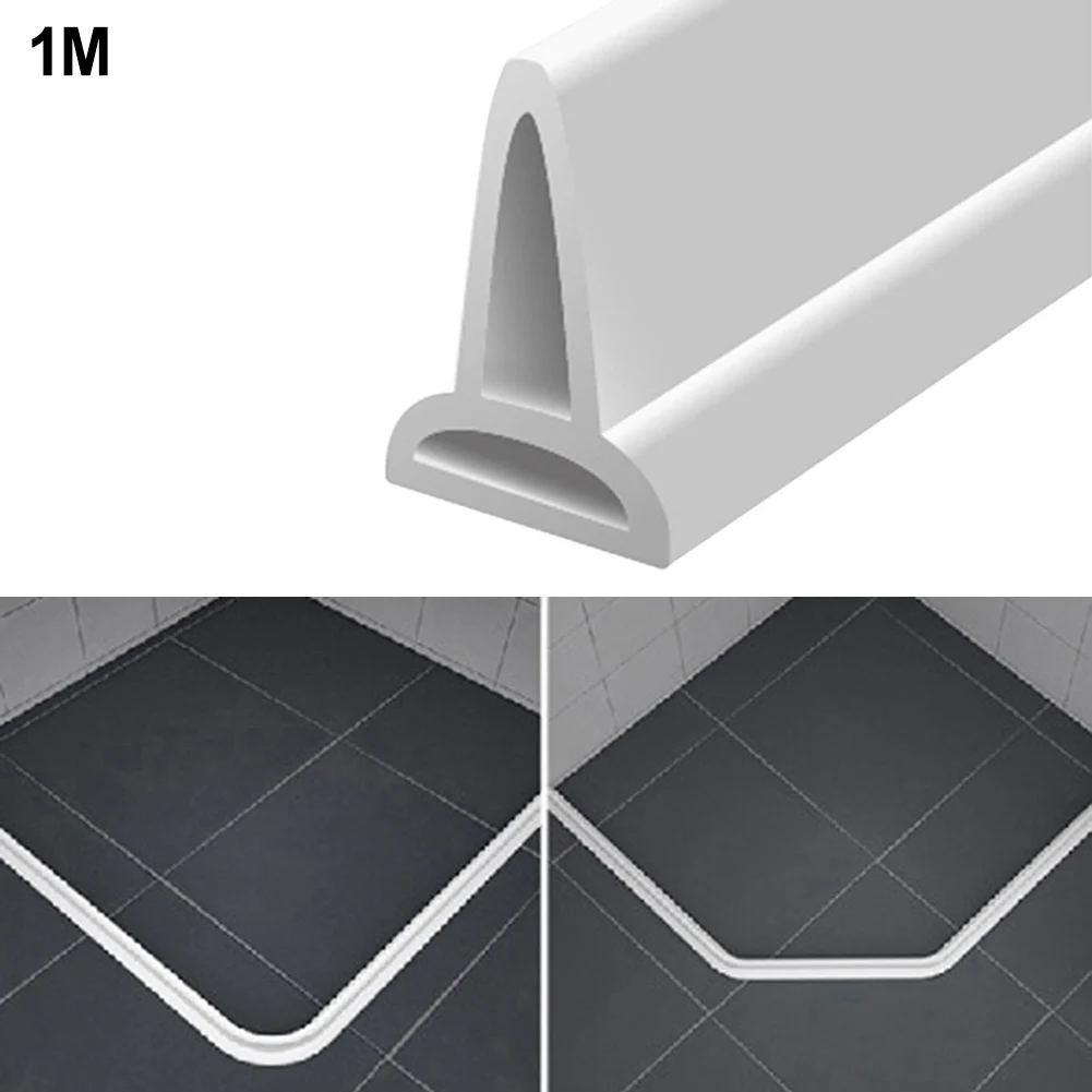 

1pcs White 30mm High 1 Meter Bathroom Dry And Wet Separation Waterproof Strip Door Seal Shower Strip High Quality