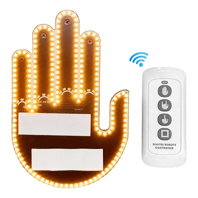 

Finger Gesture Light With Remote Funny Road Rage Signs LED Light With Remote Funny Finger Design Back Window Sign For SUV Men