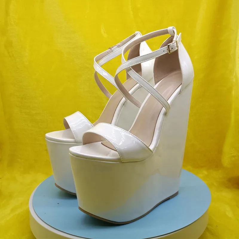 

SHOFOO shoes Fashionable high-heeled women's sandals. Summer women's shoes. Wedge heel. About 20 cm high heels. Lady sandals.