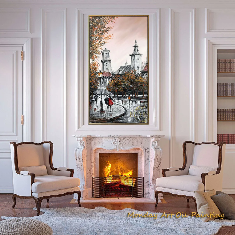 Ручная роспись маслом на холсте высокие оригинальные длинные узкие