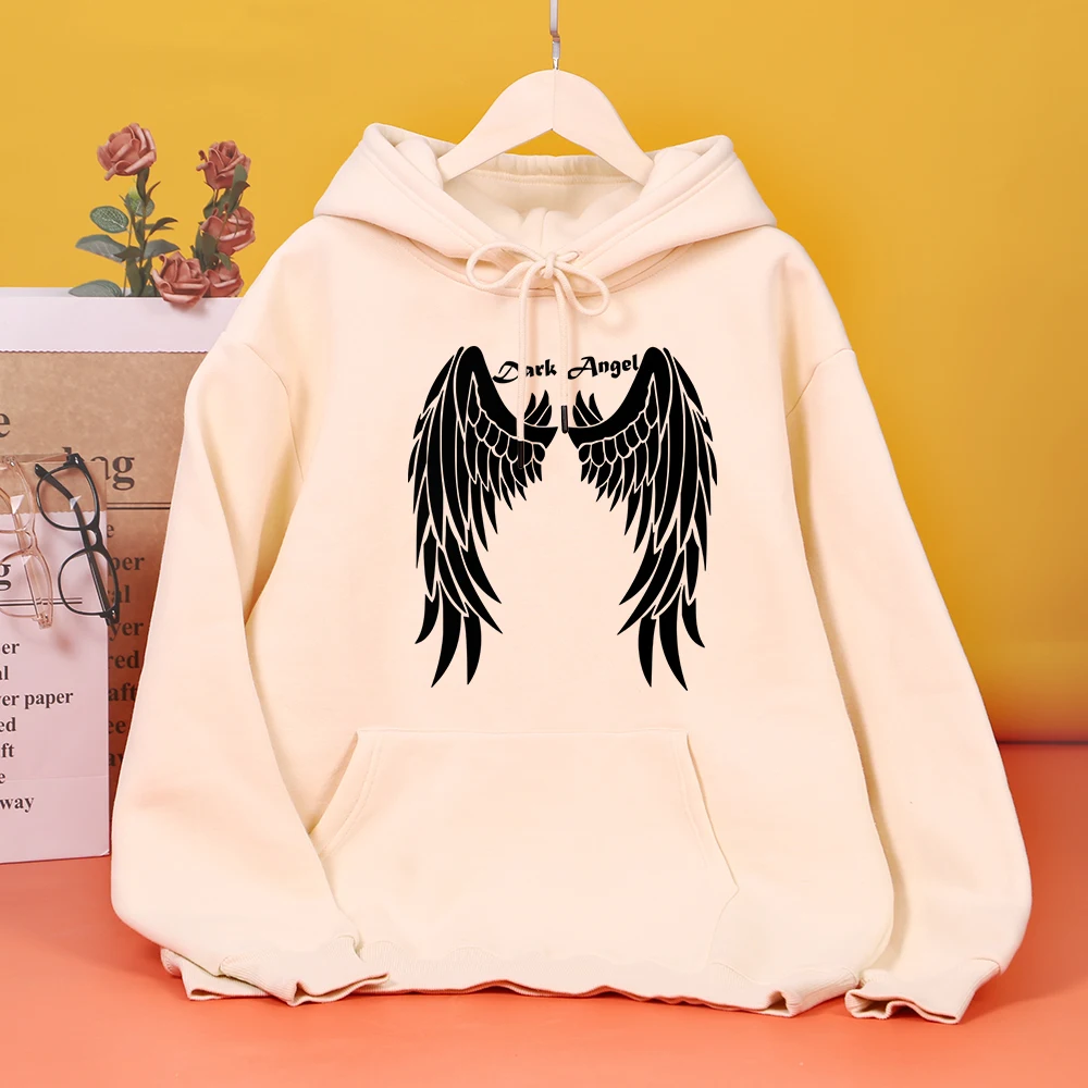 

Dark Angel Giant Wings Print Women Hoody Street Comfortable Sweatshirt Autumn Fleece Warm Hooded Daily Casual Tracksuit Female