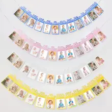 생일 축하 사진 프레임 배너, 신생아 가족 첫 파티 장식, 1 세 12 개월, 아기 소년 소녀