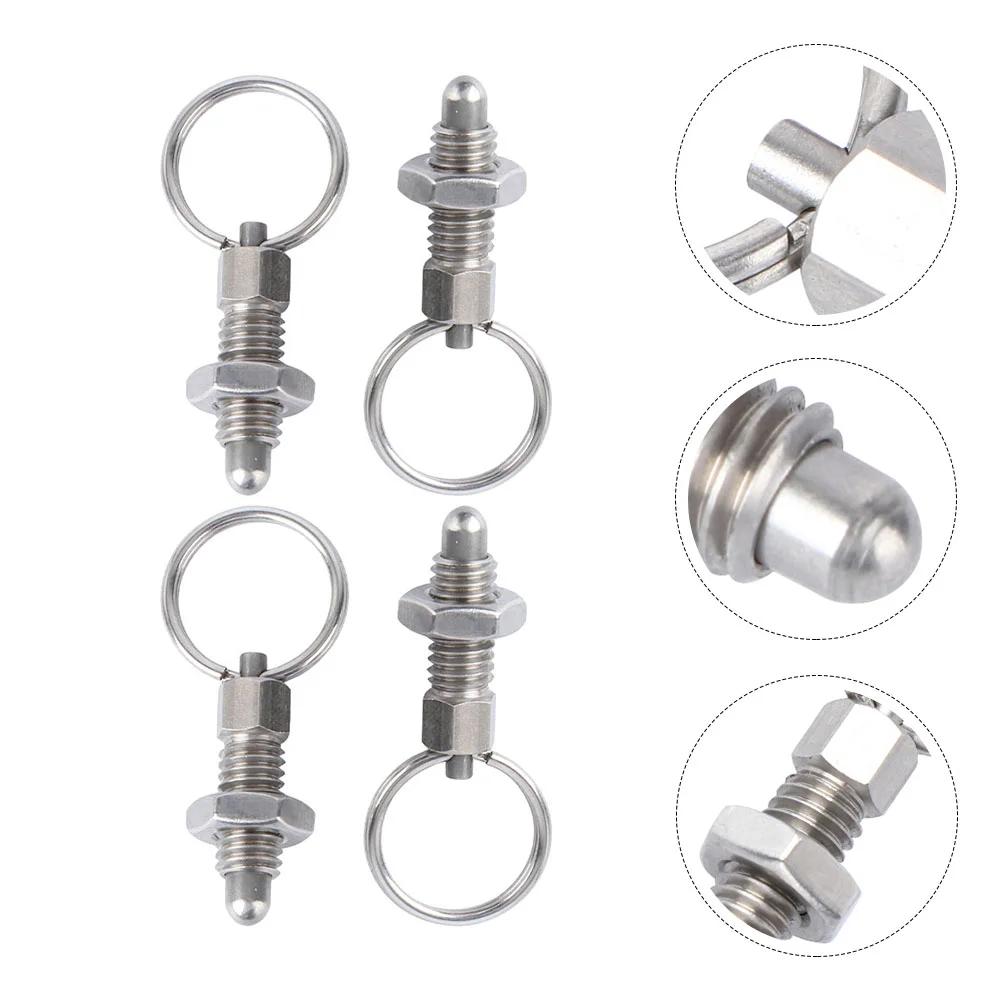 

4 Pcs Mechanic Accessories Pull Ring Indexing Plunger Coupler Pin Spring-loaded Stainless Steel 3.75X1.6cm Silver 304 Locking