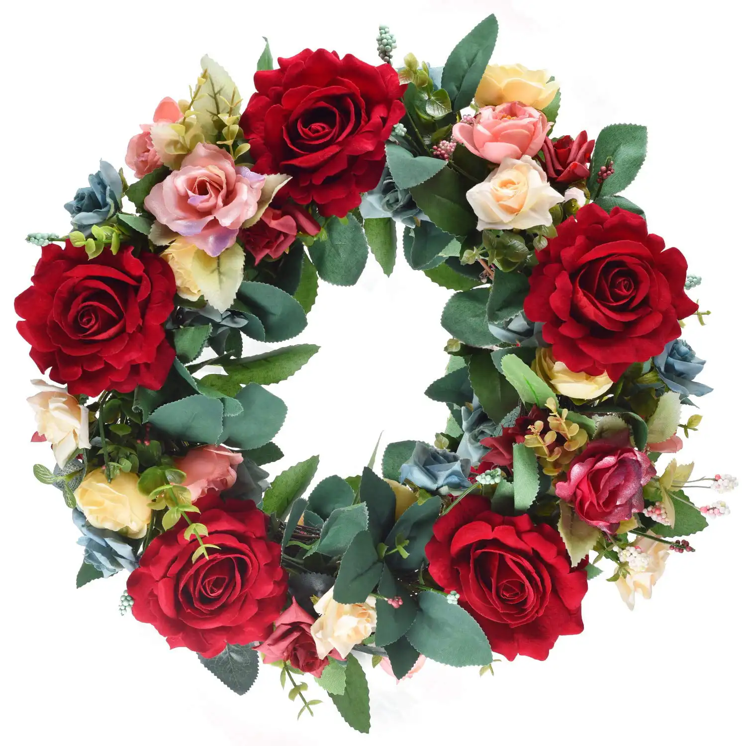 

Rose Floral Polyester Easter Wreath, with Grapevine Base 12" (Multi-color)