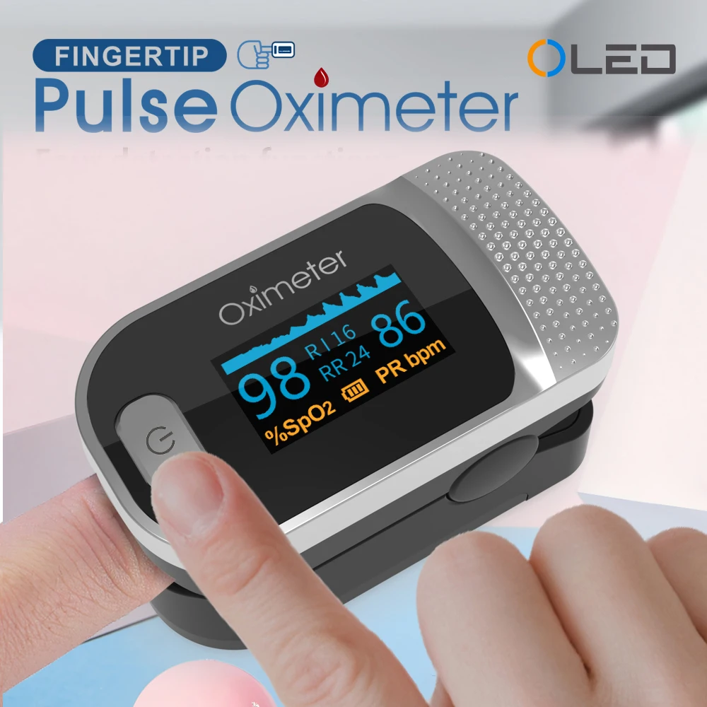 

KIUZOU Finger Pulse Oximeter SPO2 PR PI RR Blood Oxygen Saturation Meter Heart Rate Monitor OLED Oximetro De Dedo