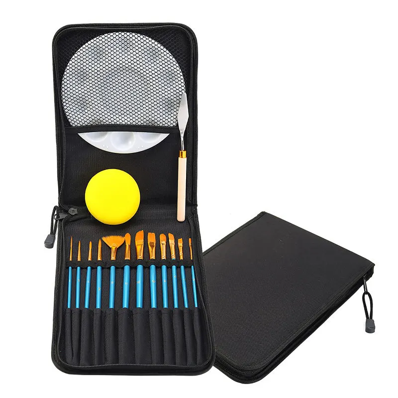 12 Wooden Stick Oil Paintbrush Canvas Packaging High-quality Nylon Wool Comes With Palette Sponge Painting Knife Art Set