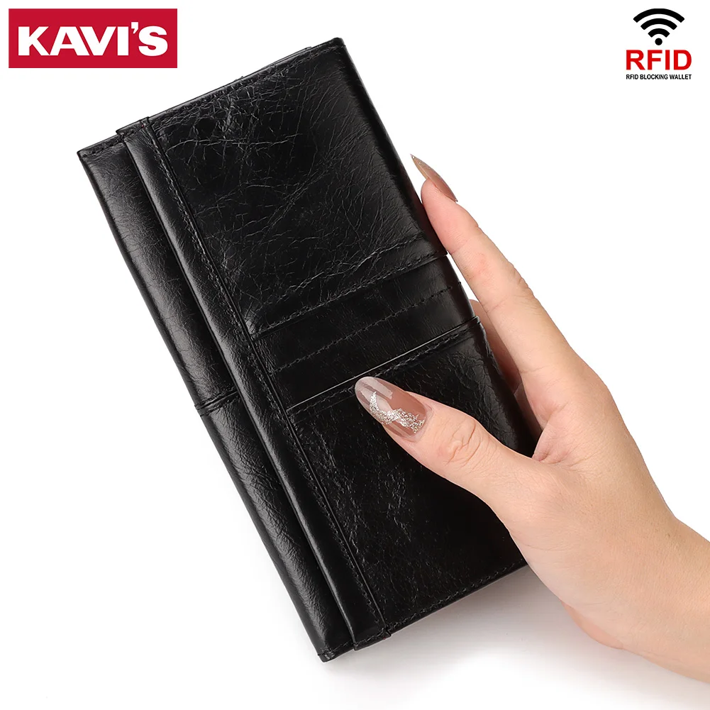 

KAVIS 2022 Женский кошелек из натуральной кожи Длинный модный клатч для паспорта роскошный бренд для девочек удобный держатель для карт