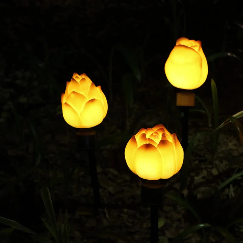 

Outdoor Garden Solar Lawn Lamp Lotus Tulip Flower Solar Powered Light Waterproof Yard Path Pond Landscape Decor