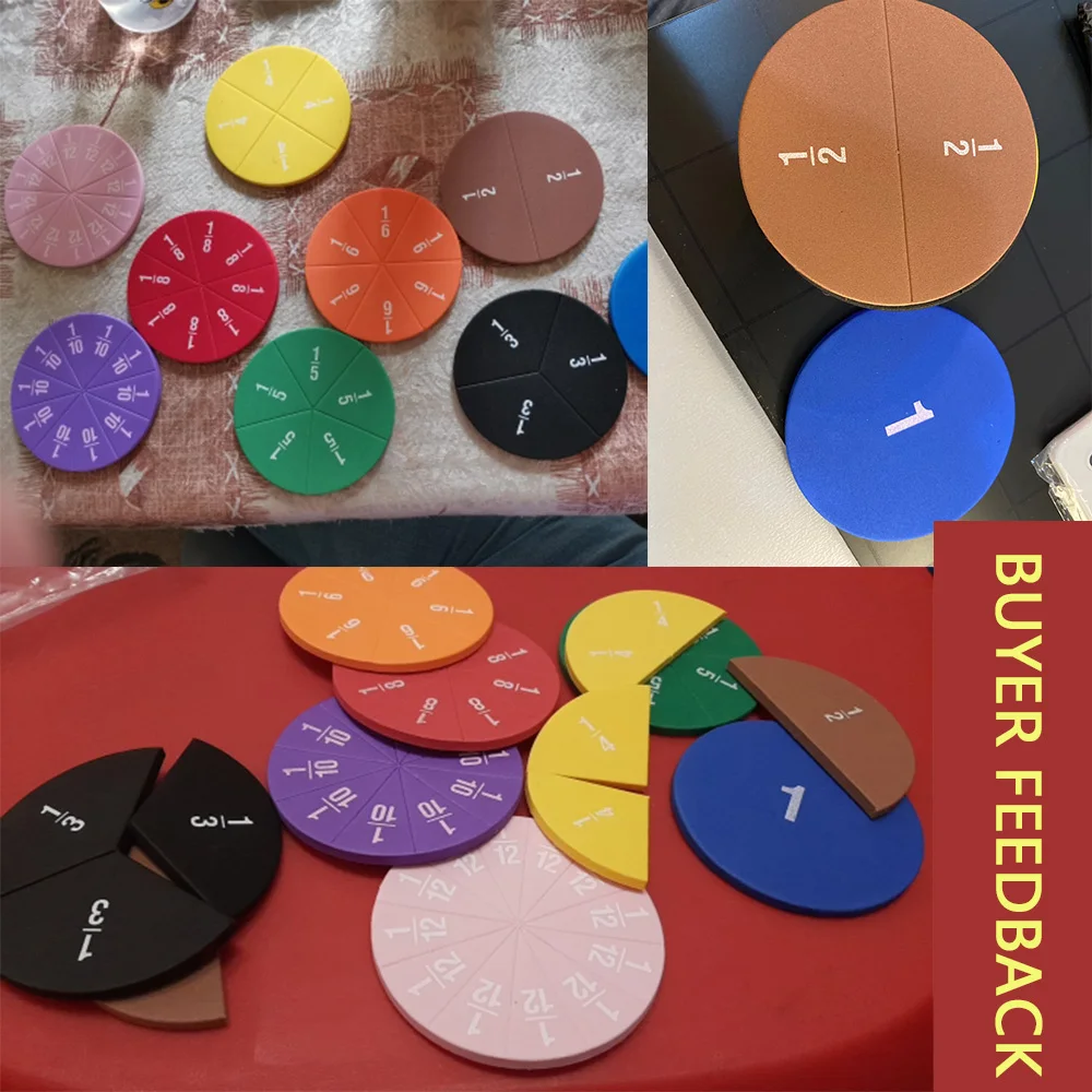 9Set EVA Round Shaped Fractions Instrument Montessori Math Educational Toys Math Learning Tool Student Teaching Gifts images - 6