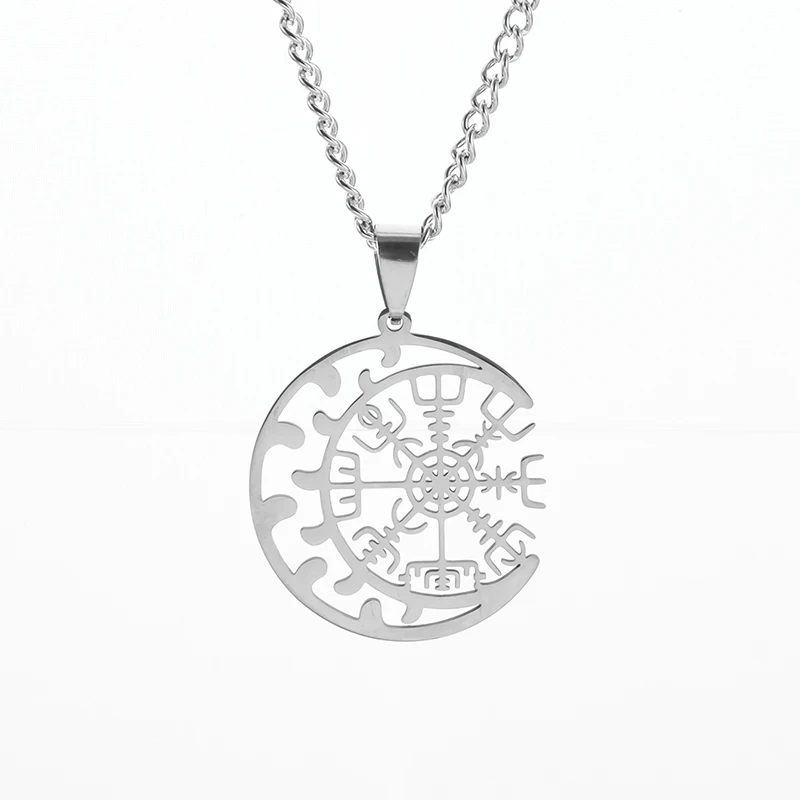 

Women's Exquisite Fashion Hollow Out Viking Moon Symbol Compass Pendant Necklace Charm Fashion Jewelry