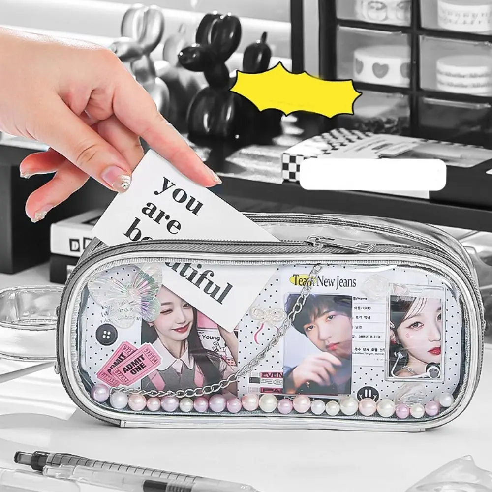 Itabag Холщовая сумка-карандаш большой емкости с видимым окном прозрачный чехол для