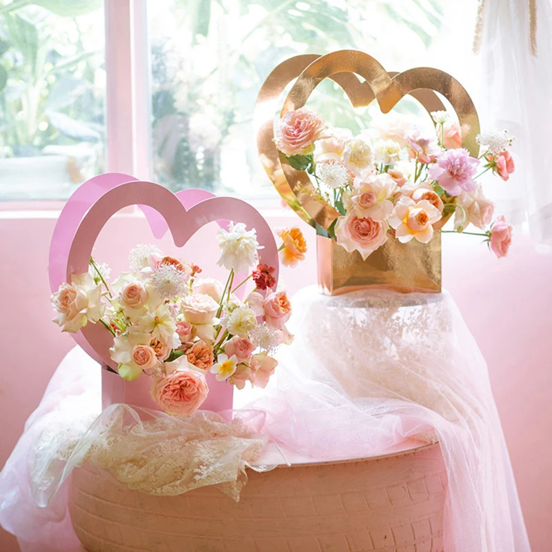 Es Romantic Packing Paper Box Love Flower Basket For Women Gift Basket Kraft Bags Gift Wrapping Paper