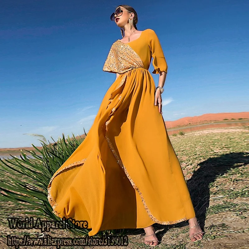 Ramadan Kaftan Dubai Abaya Turkey Islam Muslim Arabic Long Dress Abayas For Women Robe Musulmane Femme Caftan Marocain De Soiree