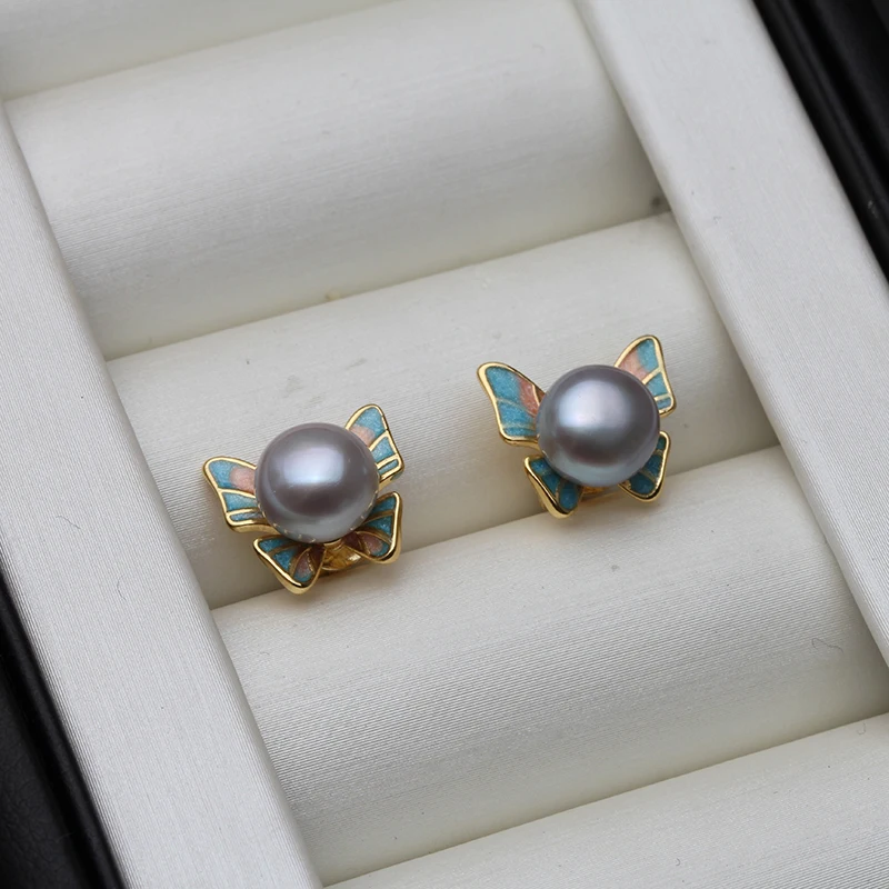 

Real Natural Freshwater Pearl Earrings Women.Beautiful White 925 Sterling Silver Earring Girl Birhtday Gift