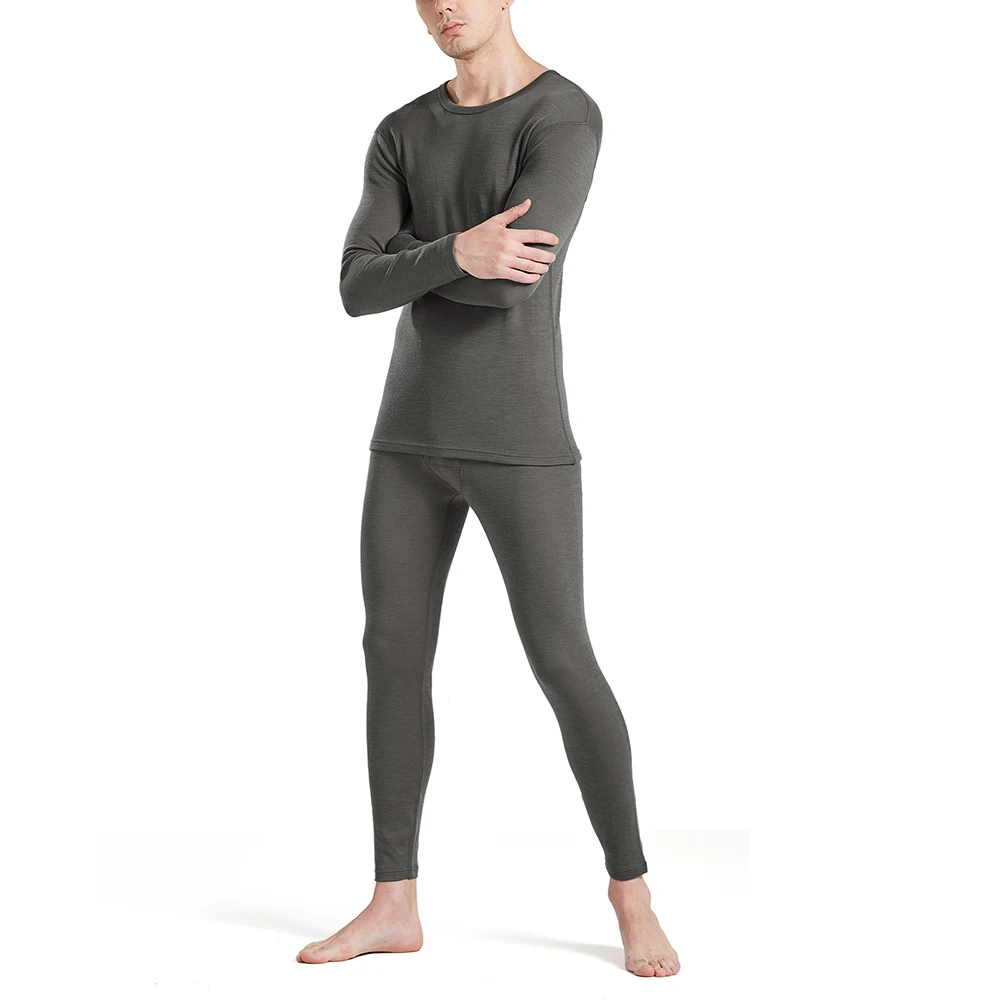 

100% Merino Wool Base Layer Men's Heavy-weight 400GSM Thermal Underwear Set Long John Wicking Breathable Quick Dry Anti-Odor