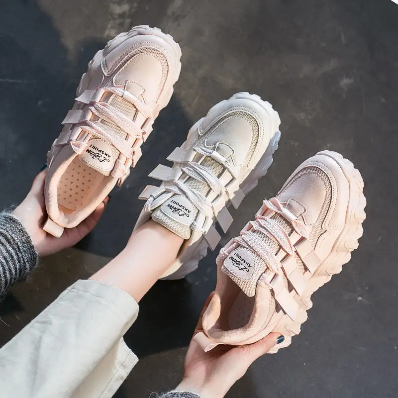 2023 spring and summer new thick soles increase casual versatile student sports shoes women's shoes