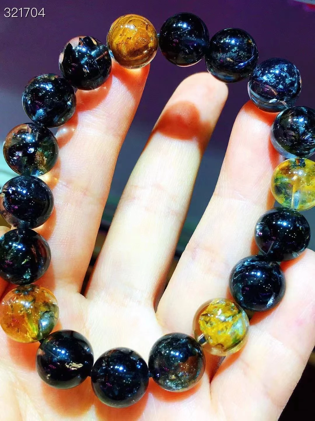 

Natural Black Rutilated Quartz Yellow Herkimer Diamond Bracelet 11mm Gemstone Round Beads Woman Man Jewelry AAAAAAA