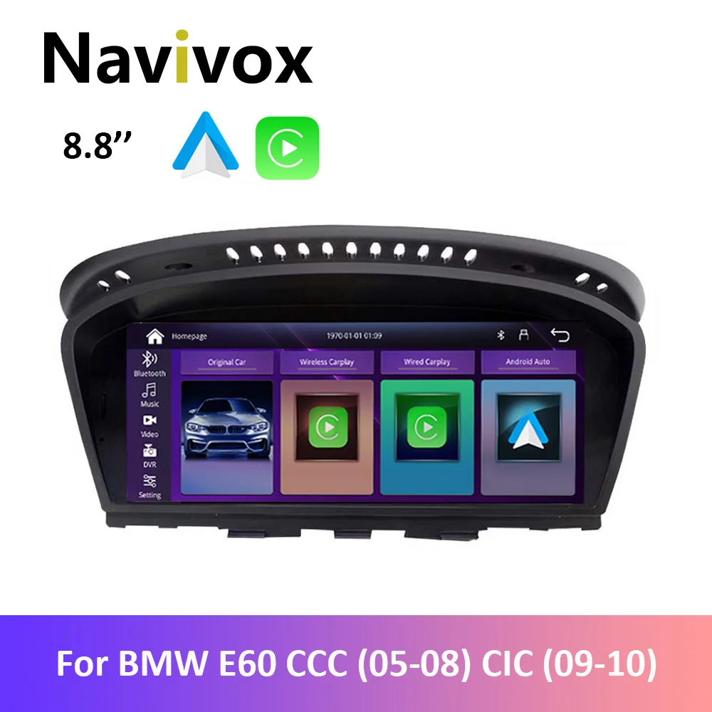 

Bonroad 8,8 "Беспроводной автомобильный мультимедийный плеер Apple CarPlay Android для BMW 5 серии E60 CCC/CIC (2005-2010), головное устройство, радио